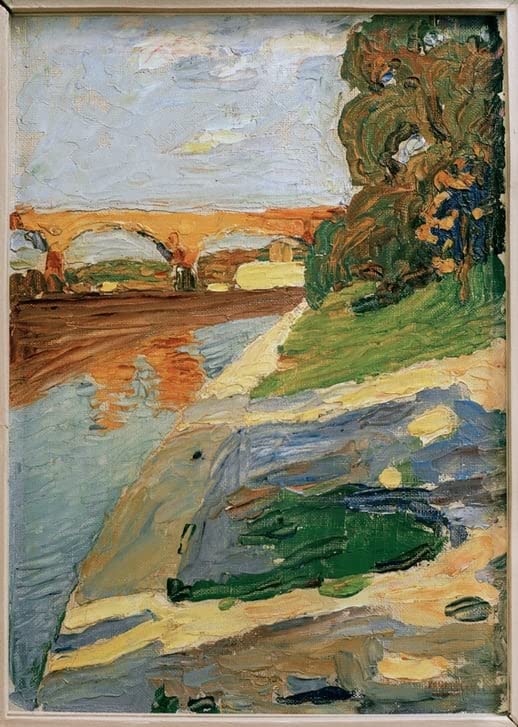 Affiche impression Kandinsky l'Isar : toile murale de 60x90 cm pour séjour