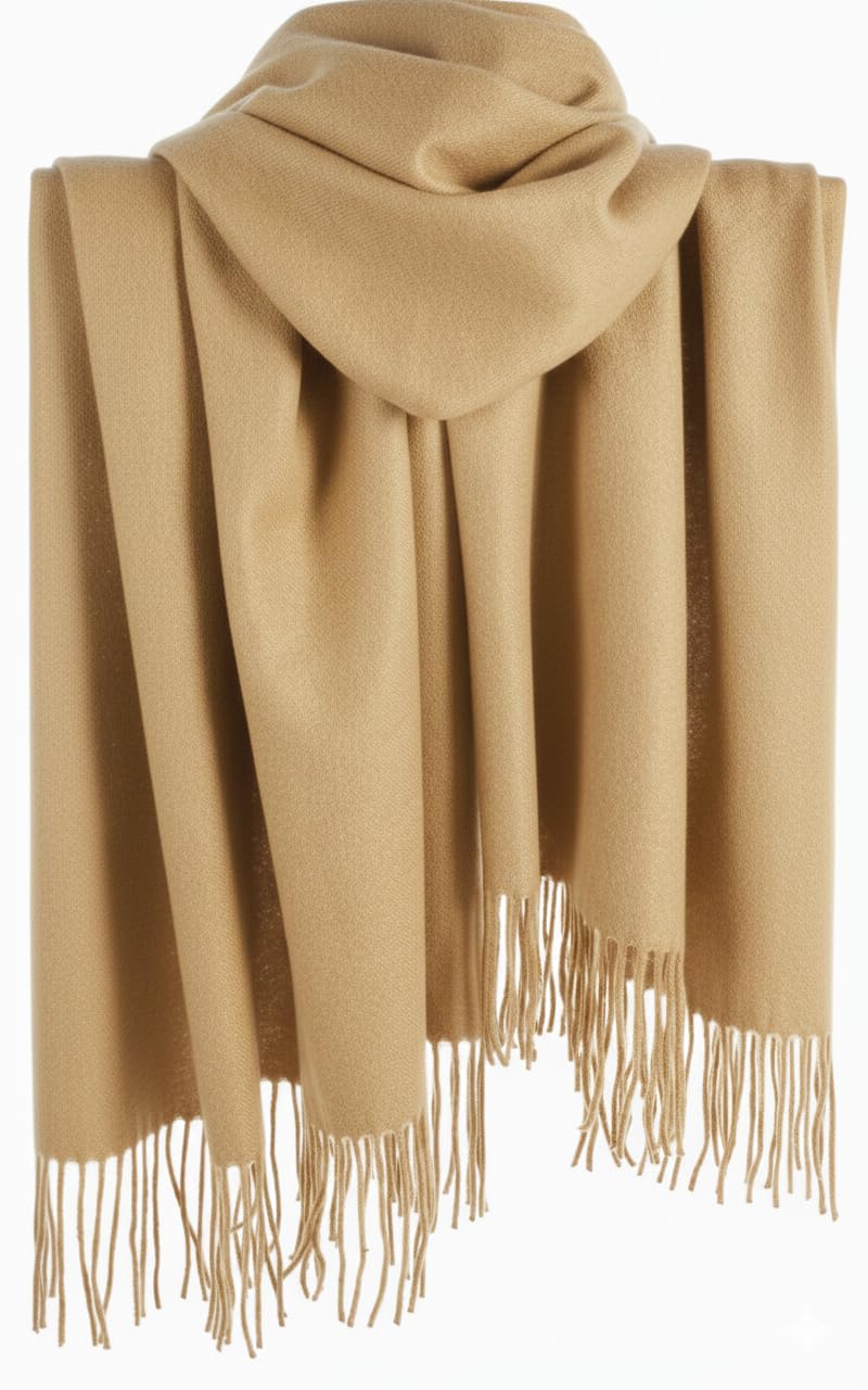 London Scarfs Women's Beige Cashmere Scarf Pashmina Shawls And Wraps For Warm Winter More Thicker Soft Scarves (Beige)