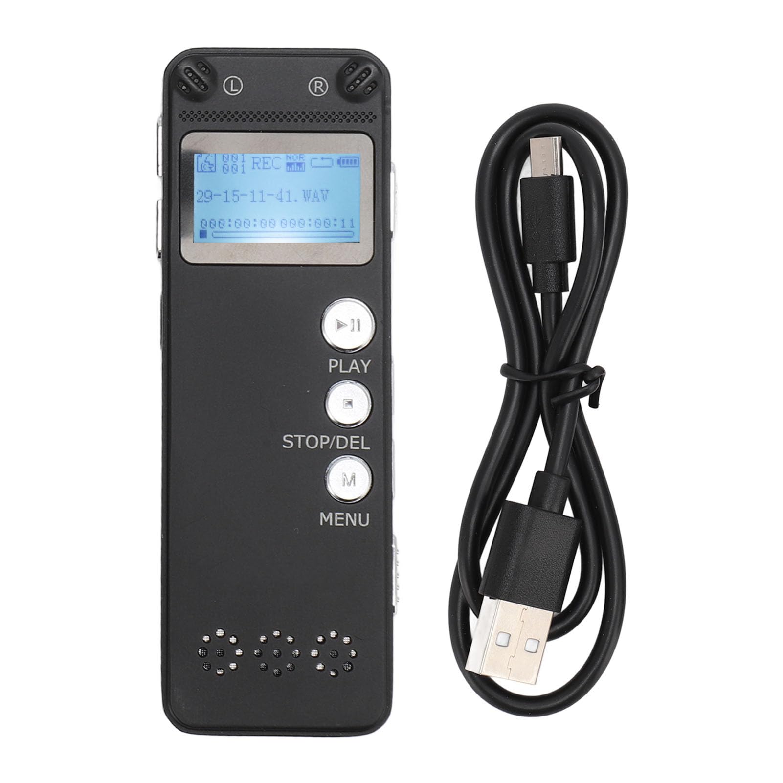 Grabadora de Voz, Reducción de Ruido Grabación con un Botón Grabadora de Voz Digital Profesional de Aleación de Zinc con Altavoz para Reuniones (16GB)