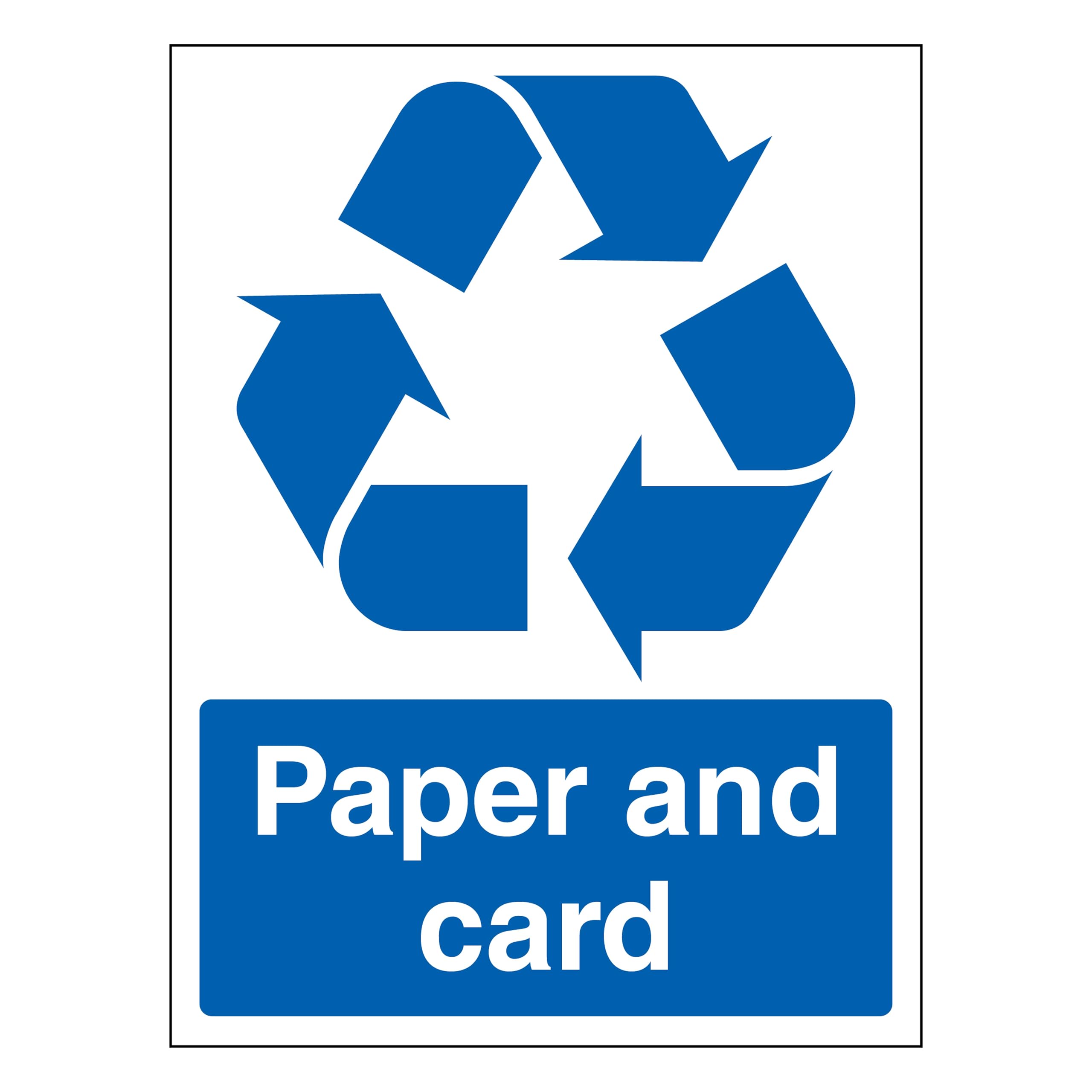 Paper and Card - Recycling Symbol 150 x 200 mm - 2mm Super-Tough Rigid Plastic