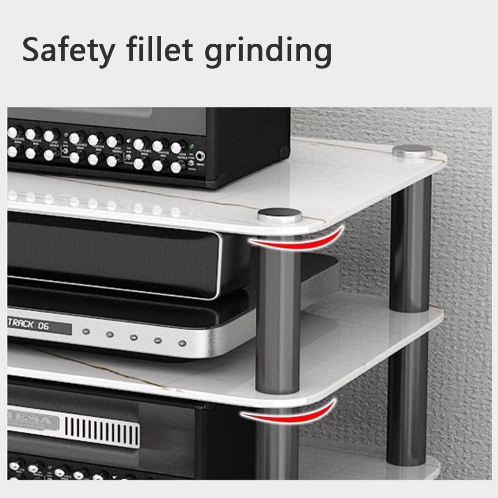 3-poziomowa szafka audio HIFI, solidny stojak na audio MDF z odpornymi na wibracje nóżkami do odtwarzacza płyt audio AV i przechowywania kina domowego, nowoczesny design dla audiofilów
