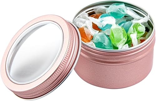 Miniatura 9 de RW Base Cajas de almacenamiento de lata de 4 onzas, 10 cajas redondas de lata con tapas, duraderas, tapas de ventana transparentes, contenedores de