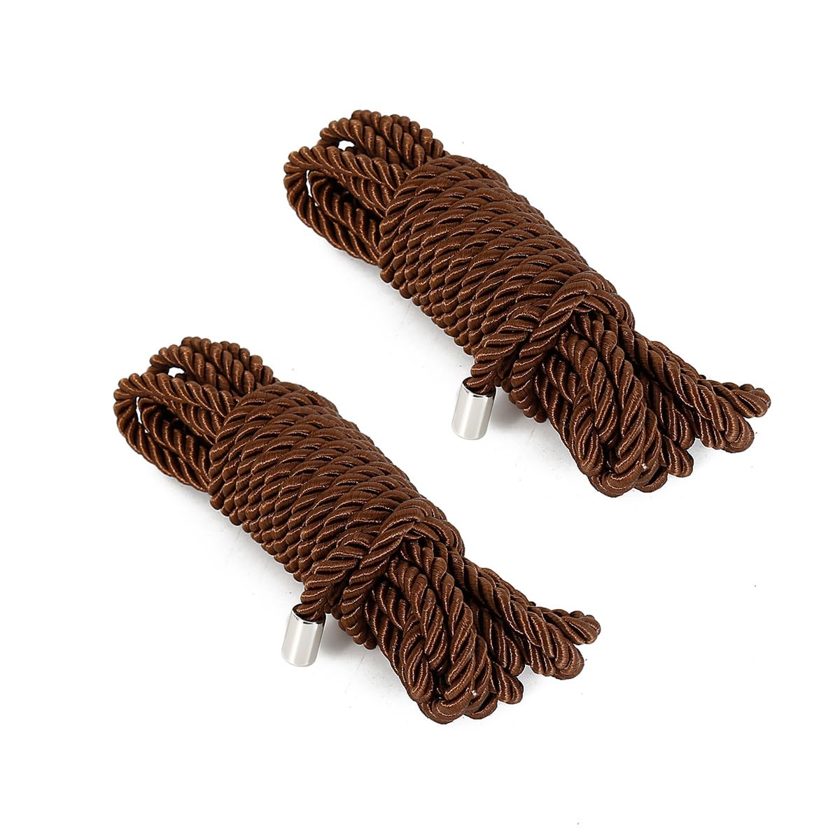 Soft Silk Rope, 2-Pack Skin Friendly Twisted Trim Rope Nylon Twisted Cord, Braided Twisted Silk Ropes for Decorative Twisted Satin Shiny Cord Rope (Coffee, 5m/16.4ft)