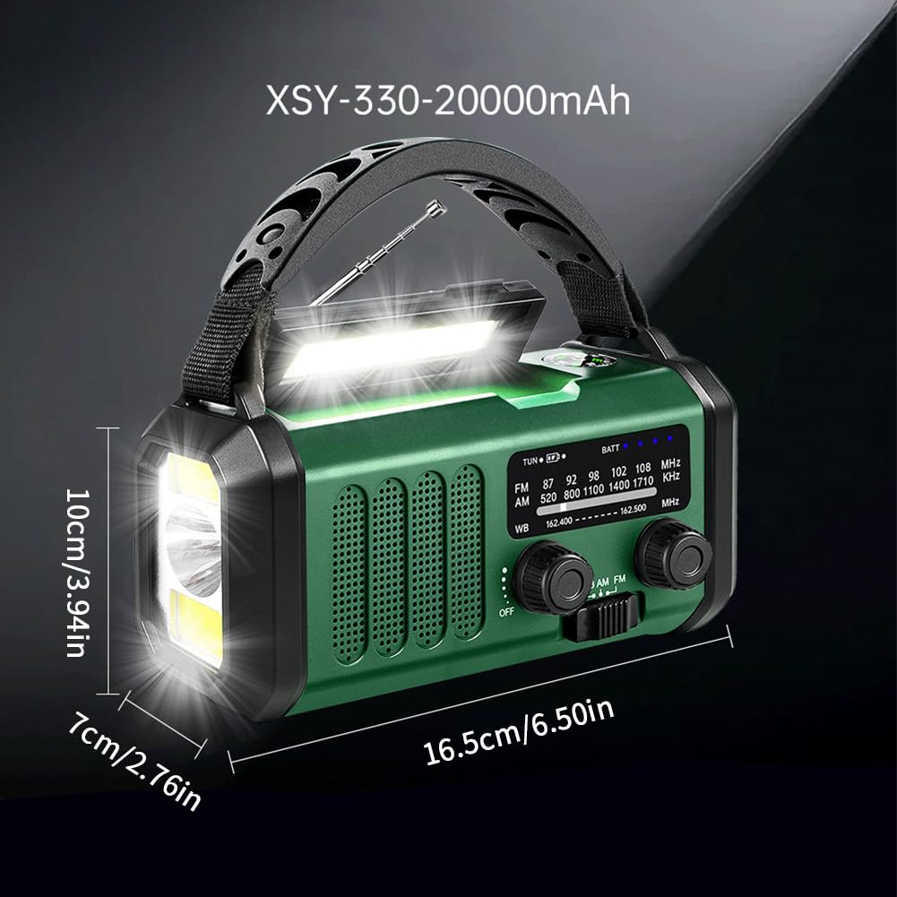 Ręczne korba ratunkowa latarka 20000 mAh Solar Survival Radio z lampą odczytu SOS Alarm dla pochodni kempingowych