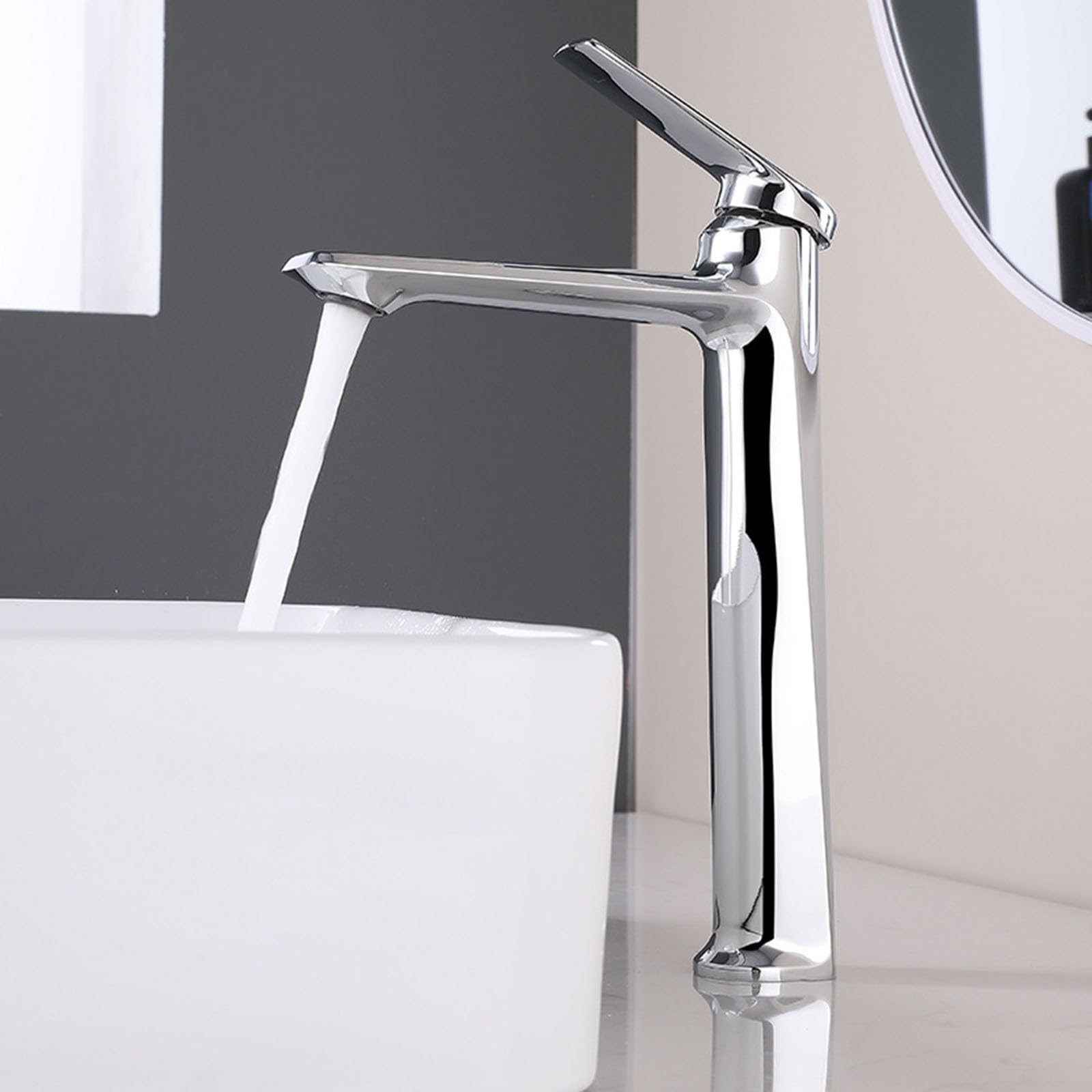 Nfusrxmbk Chrome Basin Tap Modern Brass Countertop Bathroom Sink Mixer Taps 1 Hole Hot And Cold