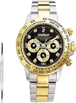 Amazon | 【時計調整工具付き】自動巻き 8Pダイヤモンド付き クロノ