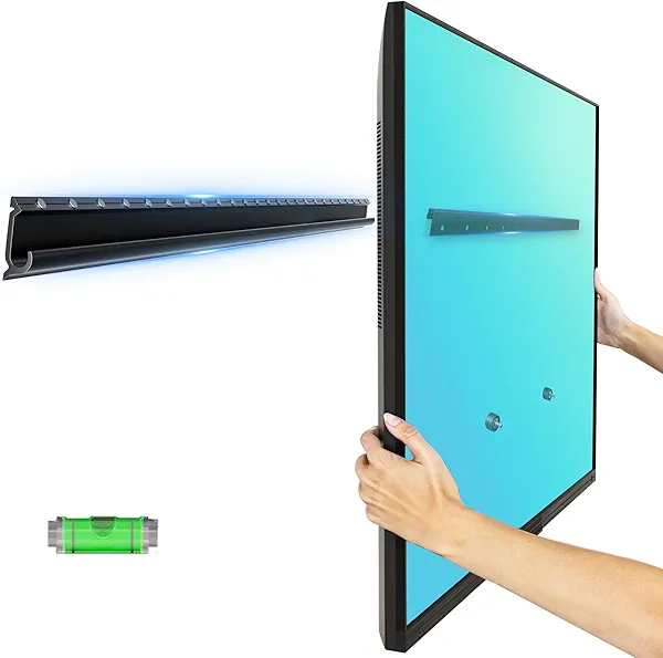 EZISE Studless TV Wall Mount for 32-75 inch TVs, No Stud Drywall TV Bracket Holds up to 150 lbs, Low Profile, No Drill, Easy to Install for Bedroom Living Room, Bubble Level Included