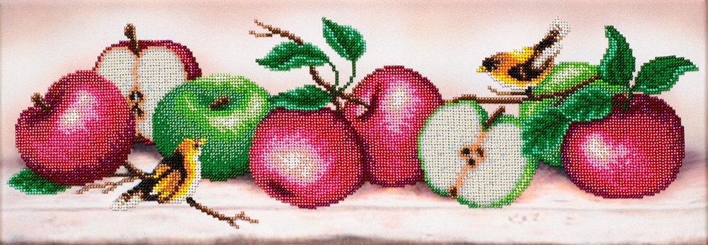 Kit ricamo perline "Apple Boom" ricamo contemporaneo; idea regalo; design ad ago; decoro; perline Preciosa;