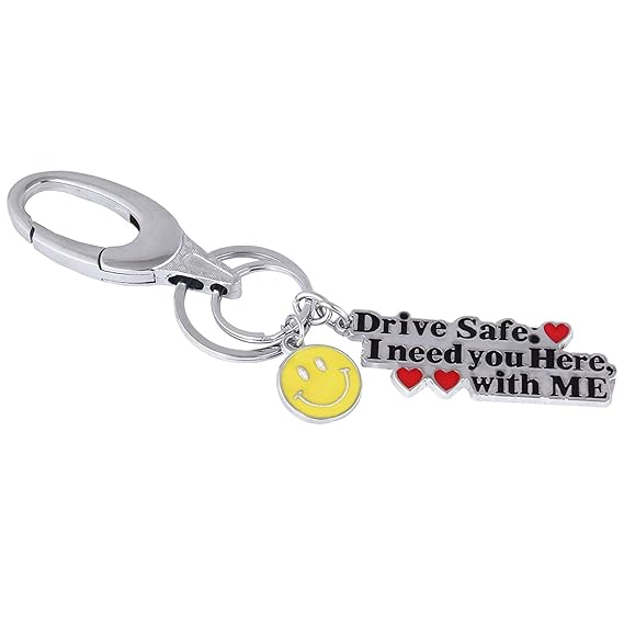 Virom Stainless Steel Special Drive Safe with Smiley Emoji Handsome Engraved Keychain Keyring for Husband Dad Boyfriend Gifts Valentines Day Fathers day Birthday Gift