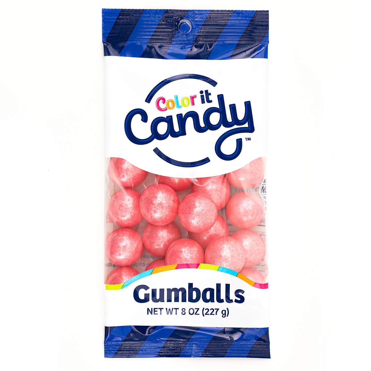 Color It Candy Shimmer Bright Pink 1 inch Gumballs 8 Ounce Peg Bag - Perfect For Table Centerpieces, Weddings, Birthdays, Candy Buffets, & Party Favors.
