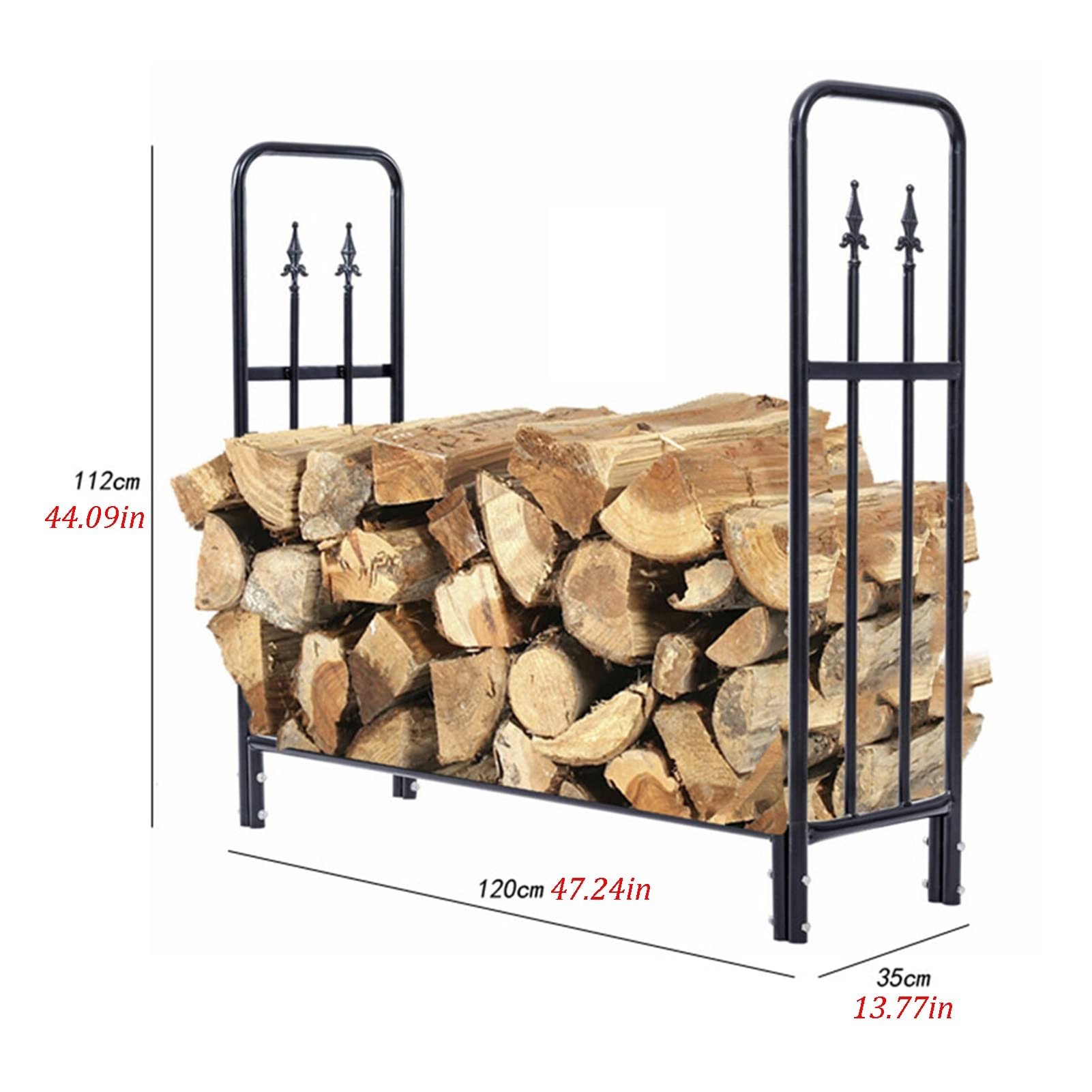 Culle portalegna Portalegna da Ardere di Grande capacità, per Scaffali Impilabili per Legna da Ardere per Interni Ed Esterni per Attrezzi da Camino, Telaio in Metallo Pesante, 120x35x112 Cm
