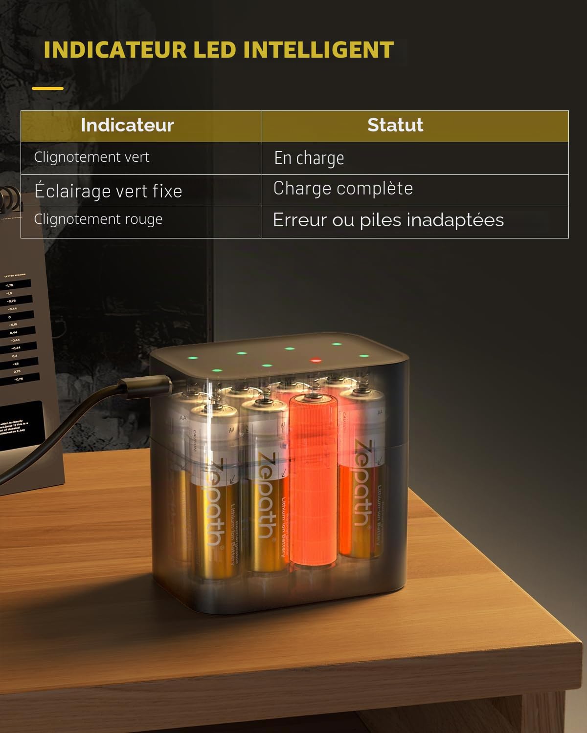 Piles au lithium AA rechargeables 3600 mWh avec chargeur (16 piles AA avec 8 chargeurs)