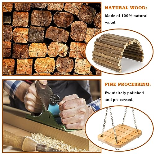 Sofier Conjunto de brinquedos de mastigar hamster de madeira natural e acessórios para gaiola, brinq