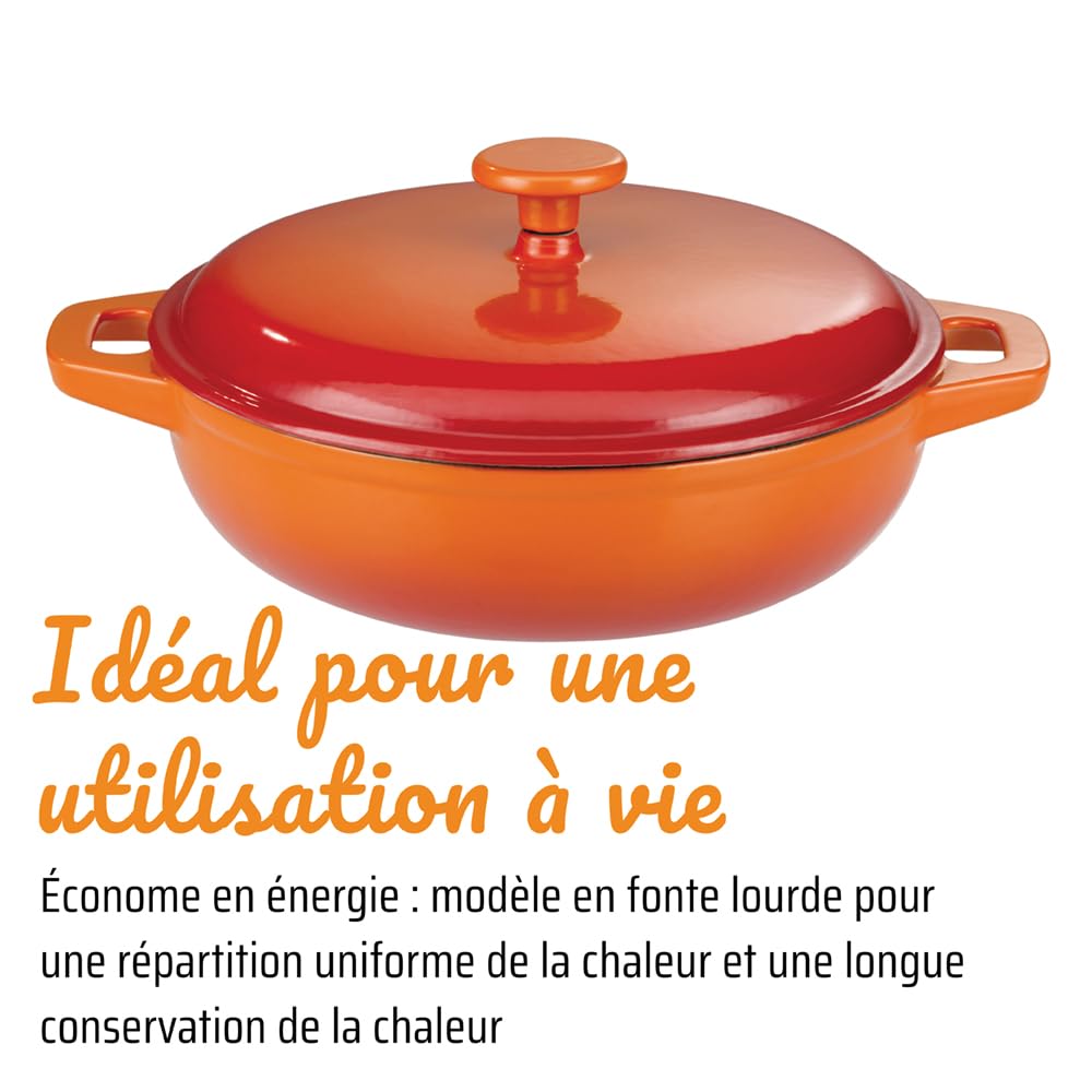 GSW 716307 Cocotte Shadow avec Couvercle, en Fonte, Orange/crème - ⌀30 cm