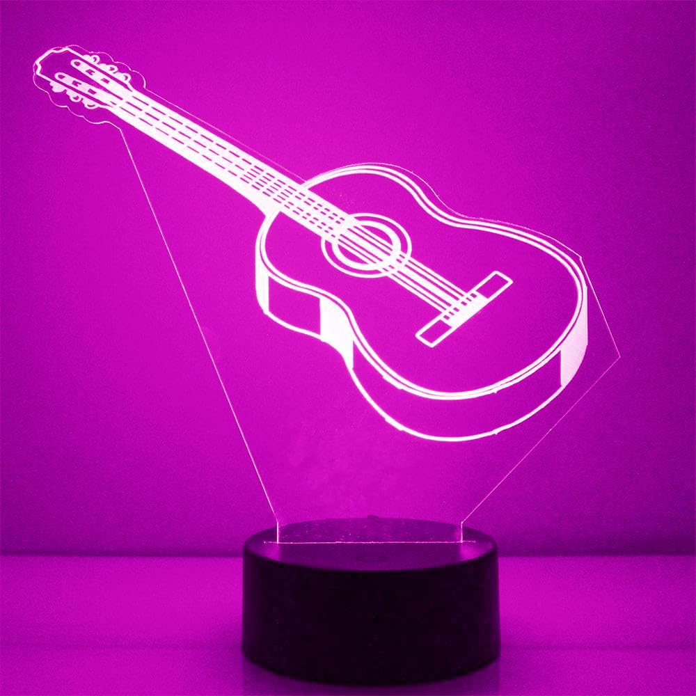 Nastrojowe światło 3D na gitarę, 7 kolorów, przełącznik dotykowy, USB, biurko, prezent na imprezę, urodziny
