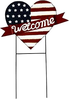 USA Flag Heart Welcome Lawn Sign – 22.5