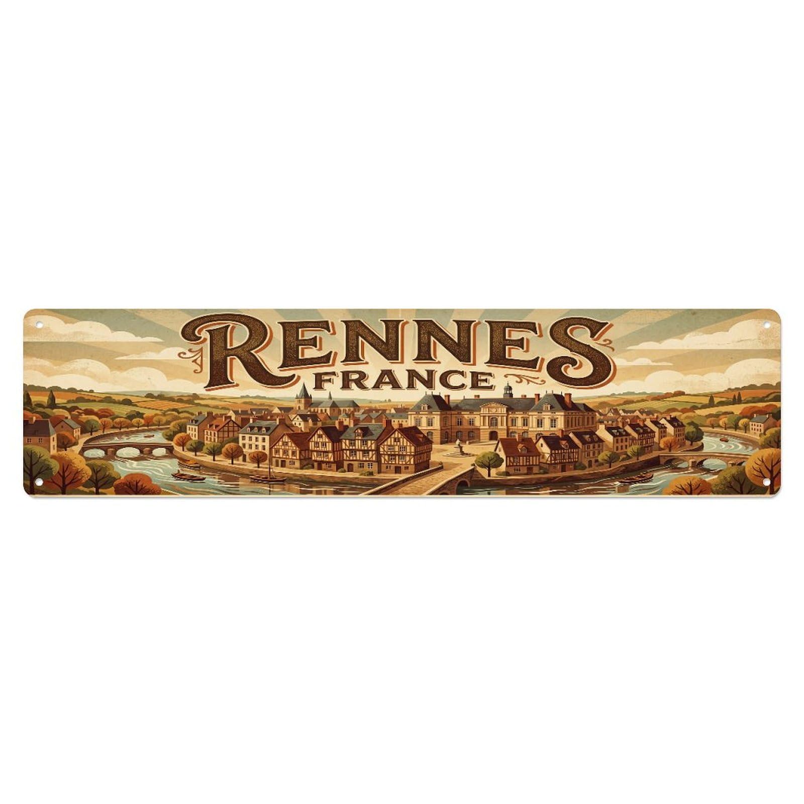 Tgrcjimh Style Metal Tin Sign Retro Travel France Rennes