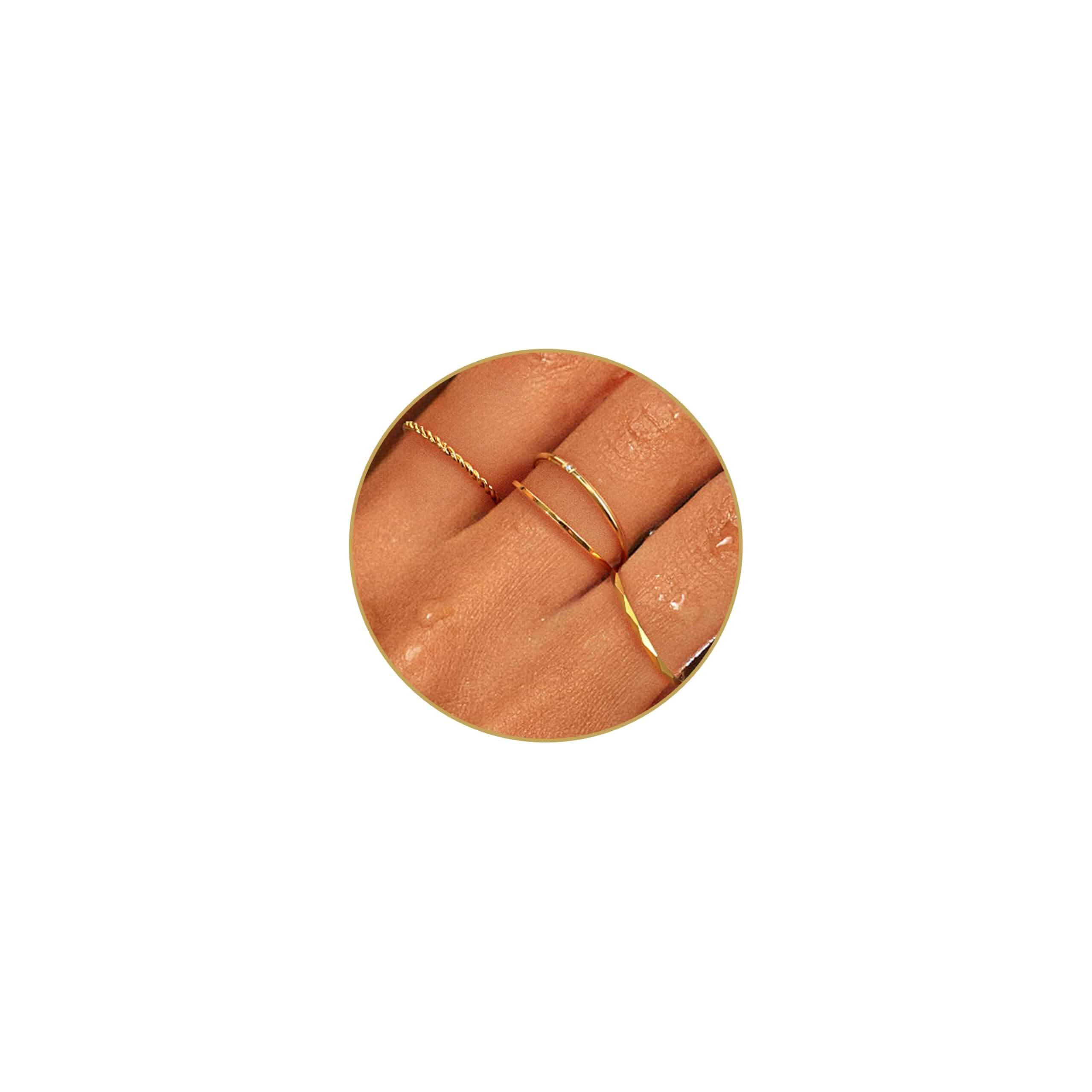 CONRAN KREMIX Waterproof Gold Stackable Rings for Women Non Tarnish,Dainty 14K Gold Plated Thin Thumb Ring Set Trendy Minimalist Rings for Women