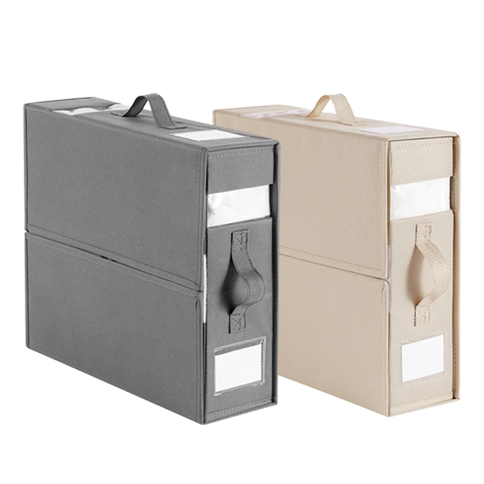 Set di 2 organizer per lenzuola, contenitori per biancheria da letto, con chiusura a cerniera, comoda borsa per lenzuola, 38 x 33 x 11,5 cm | Set di lenzuola da da 2 pezzi, organizzatori e contenitori, organizzatori per armadio con finestra, scatola pie