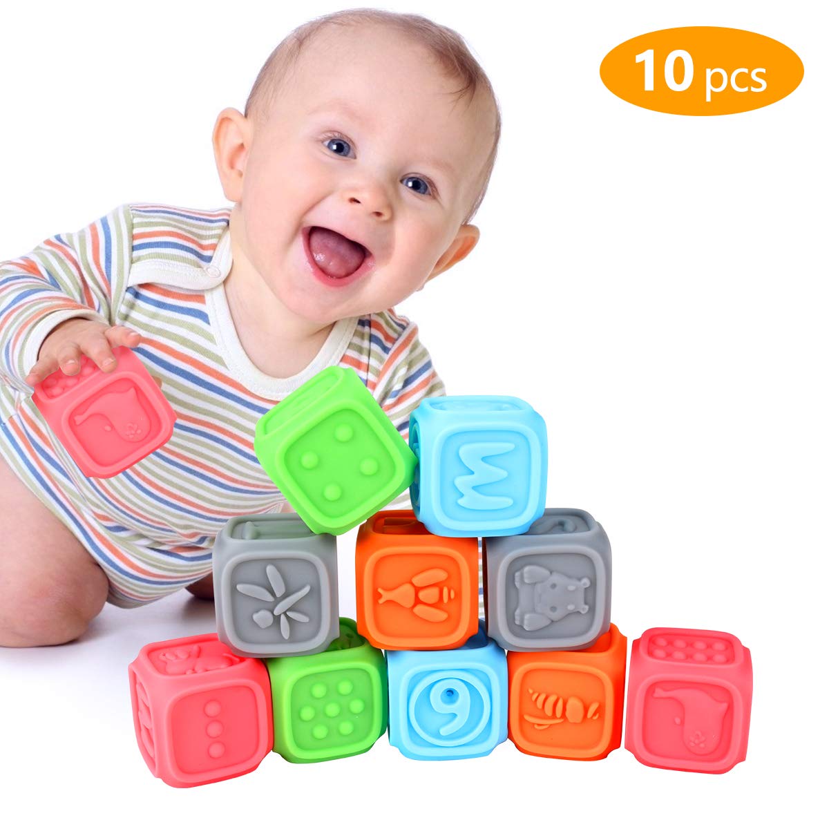 Buy Laelr Baby Blocks Silicone Building Blocks Massage Teethers Chewing Toy Balls Educational