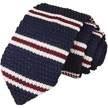 Elfeves Mens Skinny Knit Tie Vintage Smart Patterned Solid Color Casual Necktie