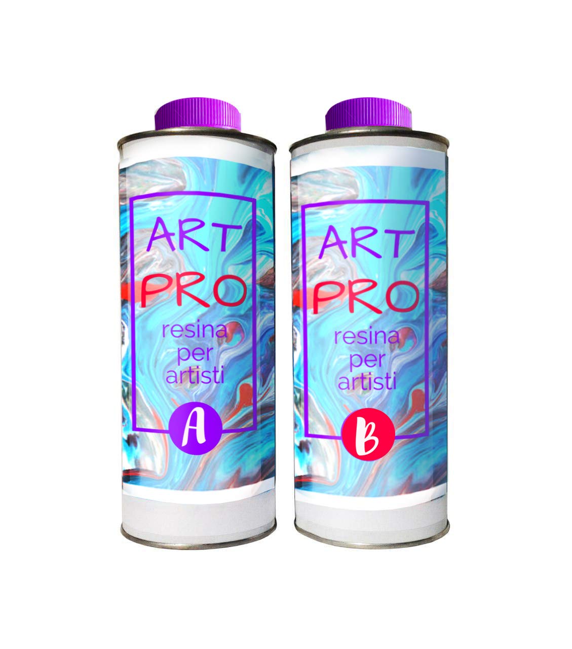 Resin Pro Durchsichtiges Epoxidharz für Kunst, 1,6 kg, Set mit Neon-Pigmenten und runder Leinwand, ideal für pour paint