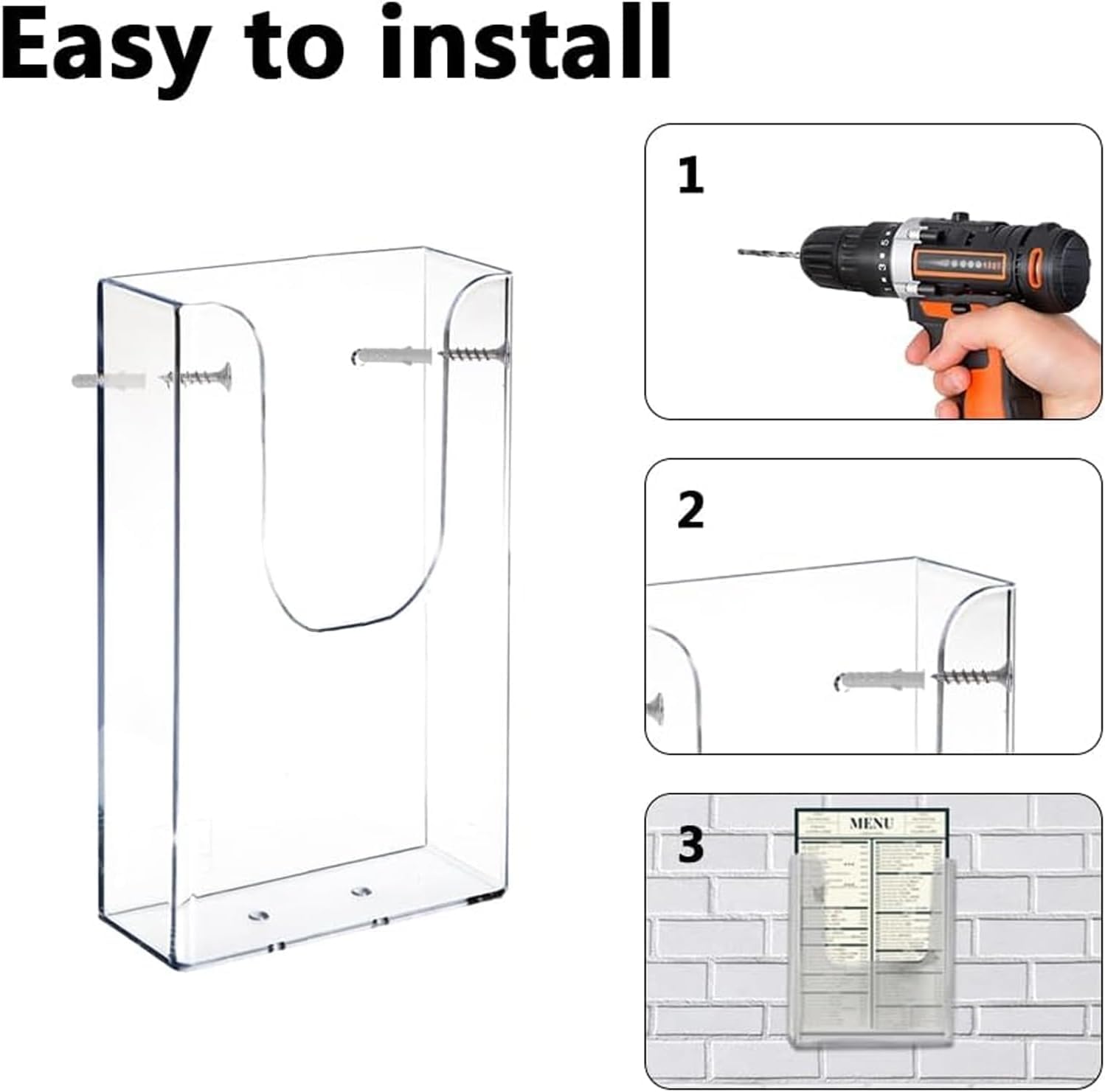 Soportes acrílicos para folletos, 4 x 6 pulgadas, entrelazados deslizantes, paquete de 6 soportes para folletos de montaje en pared para revistas, folletos, folletos, menú, diarios