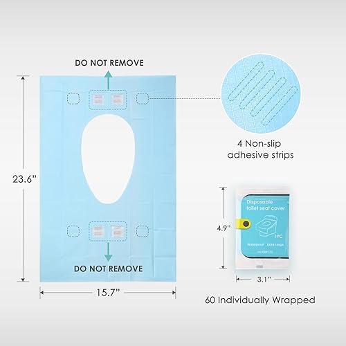 Miniatura 7 de TRIPTIPS Fundas desechables para asiento de inodoro, paquete de viaje de 20 unidades, uso más rápido, sin adhesivos, impermeable, funda de asiento