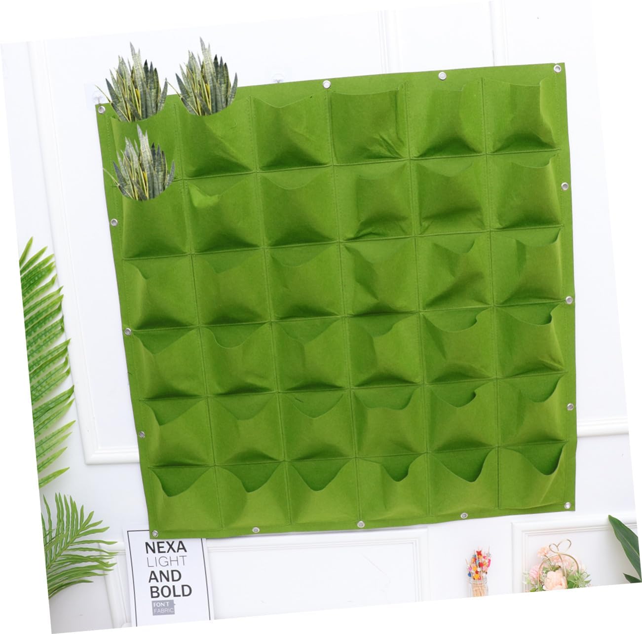 Green Felt Hanging Planter Bag Vertical Wall Grow Bag for Indoor Outdoor Balcony Garden Space-Saving Plant Container