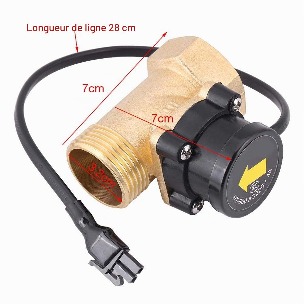 VIFER Commutateur de Capteur de Débit, HT-800 G1 Filetage 220V Interrupteur de Débit d'eau Capteur de Débit de Pompe à Eau Interrupteur de Débit Automatique