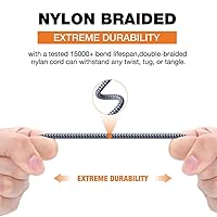Vista 4 de Cable RCA, paquete de 2 (8 pies) de audio de subwoofer de 2 RCA macho a 2 RCA macho [escudo, sonido de alta fidelidad], cable trenzado de nailon