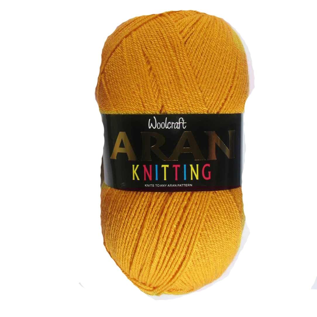 WoolCraft Aran with Wool 400g Knitting & Crochet Yarn, Great Value Acrylic with 25% Wool Yarn, Choose from 43 Shades, 800 Metres, 400g Balls, Pack of 10, Mustard