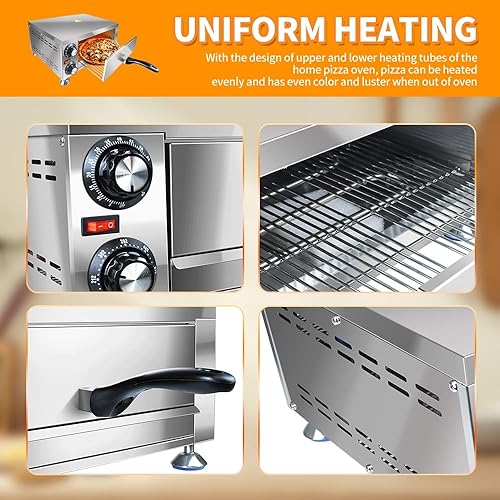 Miniatura 3 de Generic YOOKTEN - Horno eléctrico de pizza para interiores, horno de pizza de 12 pulgadas, máquina comercial para hacer pizza para el hogar con