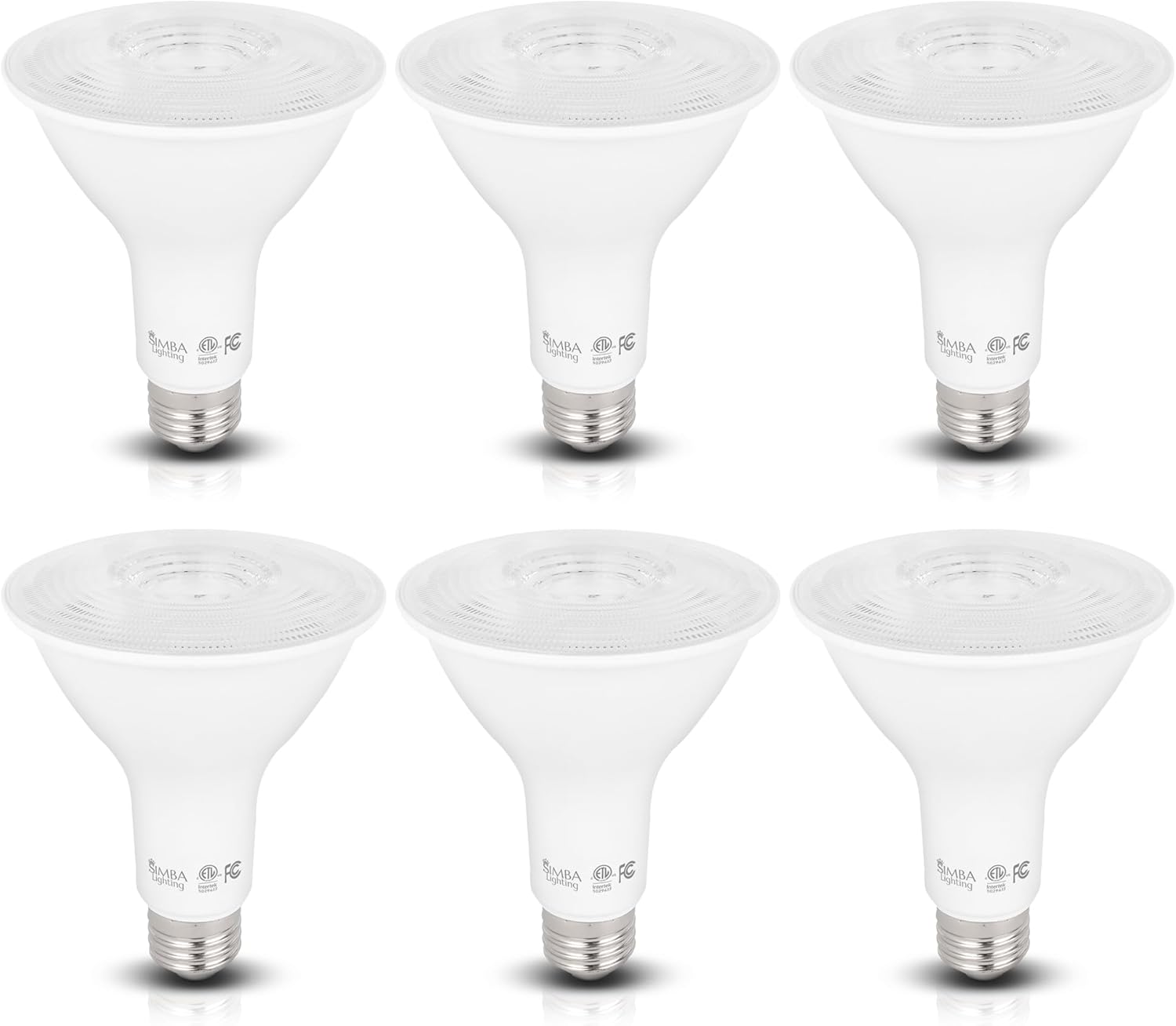 Simba Lighting LED PAR30 Long Neck 12W 38° Spotlight ETL Listed Dimmable Light Bulb (6-Pack) for Indoor Recessed Can and Outdoor, 120V E26 Base, 75W to 100W Halogen Replacement, 3000K Soft White