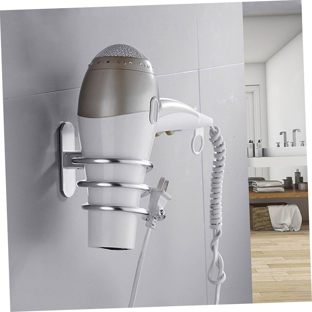 HONMEET Metal Spiral Holder Storage Rack Sturdy and Dryer Bracket for Bathroom