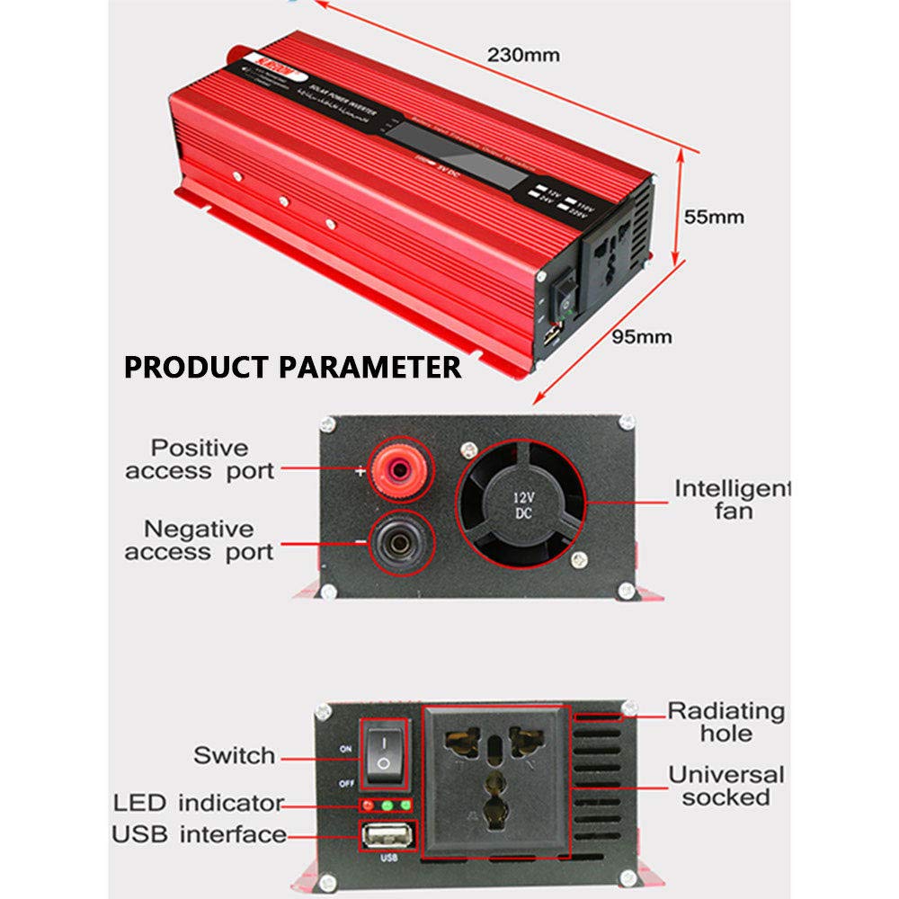 Amazon.co.jp: 正弦波インバーター 1500W 12V 100V 瞬間最大3000W