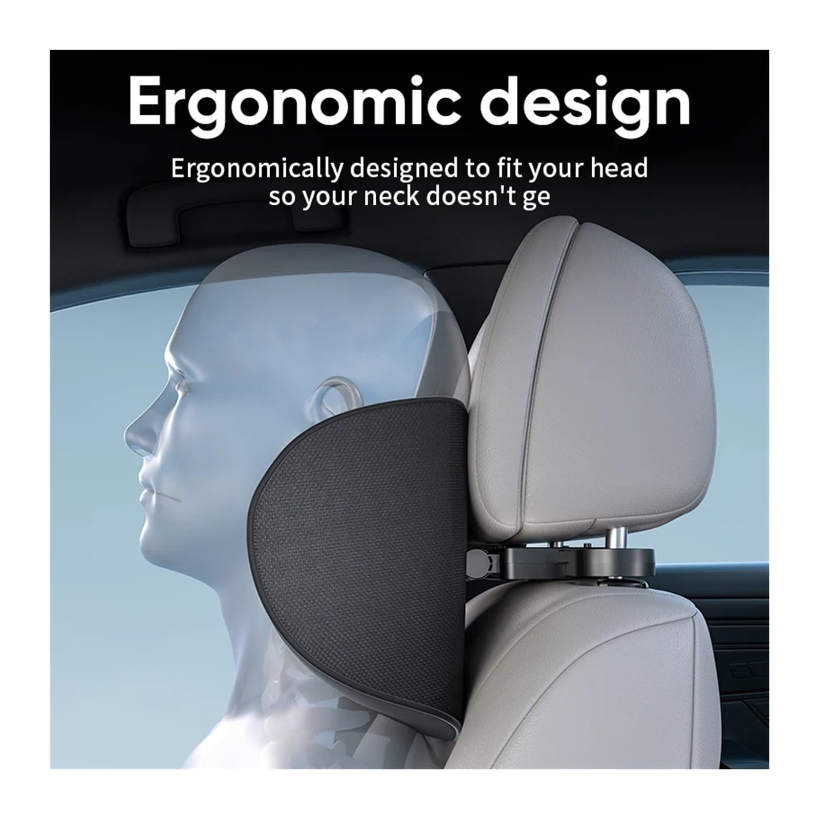 Ergonomiczna poduszka zagłówka samochodowego - antypoślizgowa konstrukcja, regulowana w zakresie 360° do podróży samochodem SUV/ciężarowym(A9 Black1)