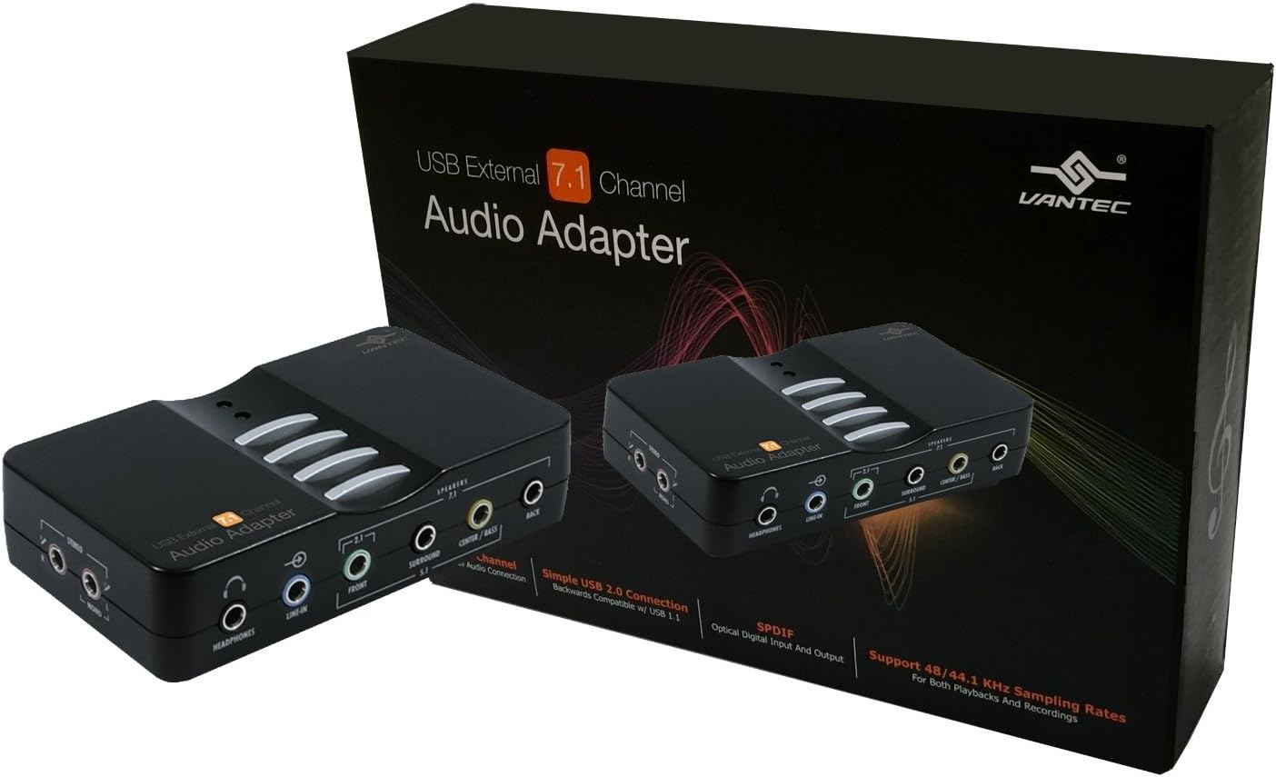 Vantec NBA-200U USB External 7.1 Channel Audio Adapter (Black)