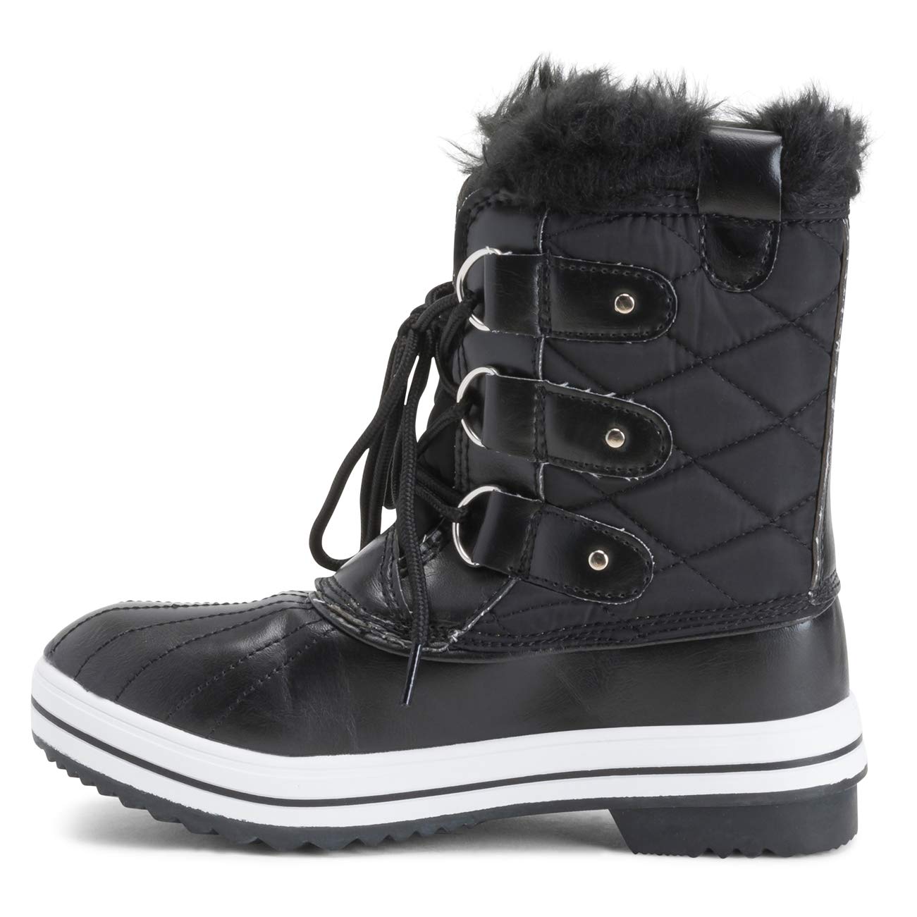 Polar Womens Snow Boot Nylon Short Winter Snow Rain Warm Waterproof Boots - Black - 6-39 - CD0030
