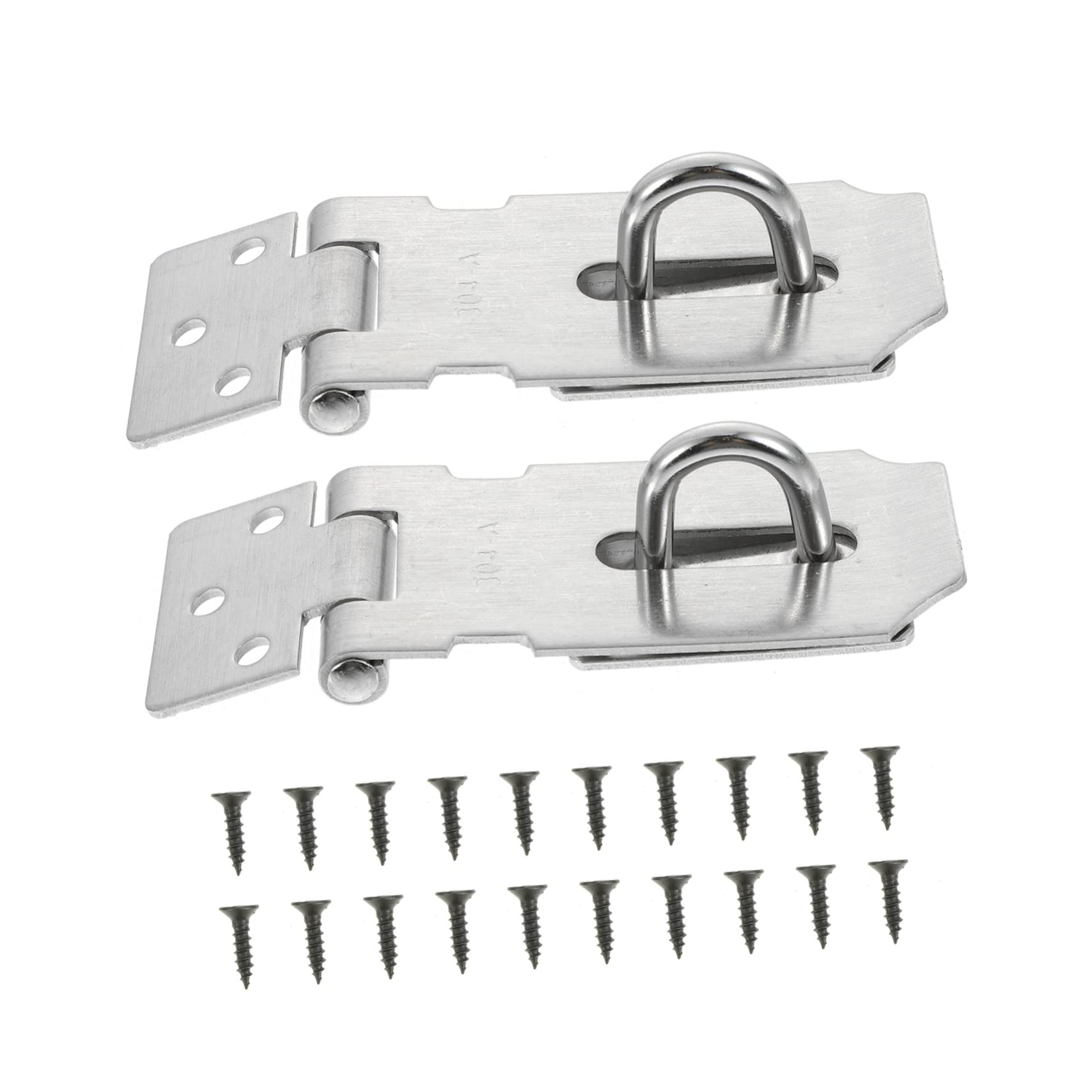 2 Sets Stainless Steel Buckle Door Locks Padlock Lock Hasp Door Chain Lock Heavy Duty Window Locks & Latches Cabinet Lock Door Clasp Hasp Latch Lock Clasp Hasp Latch Silver KONTONTY