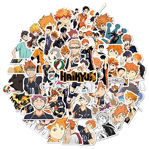 SosoJustgo2 Classic Japanese Anime Haikyuu Cartoon Laptop Stickers Waterproof Stickers Sheet for Skateboard Pad MacBook Car Snowboard Bicycle Luggage Décor (Set03 50PCS)
