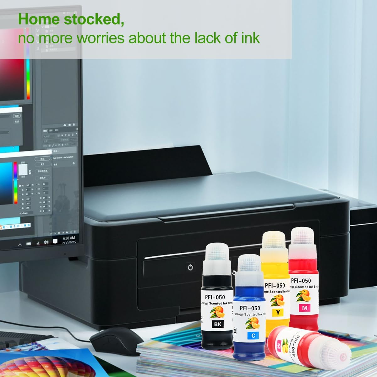 JiaXiang Ink Bottle PFI-050 Pigment Ink Tank 70ML (4-Pack, Black Cyan Magenta Yellow) PFI-050 PFI-050 Ink Cartridge Replacement for Canon imagePROGRAF TC-20 TC20MFP Large Format Printer