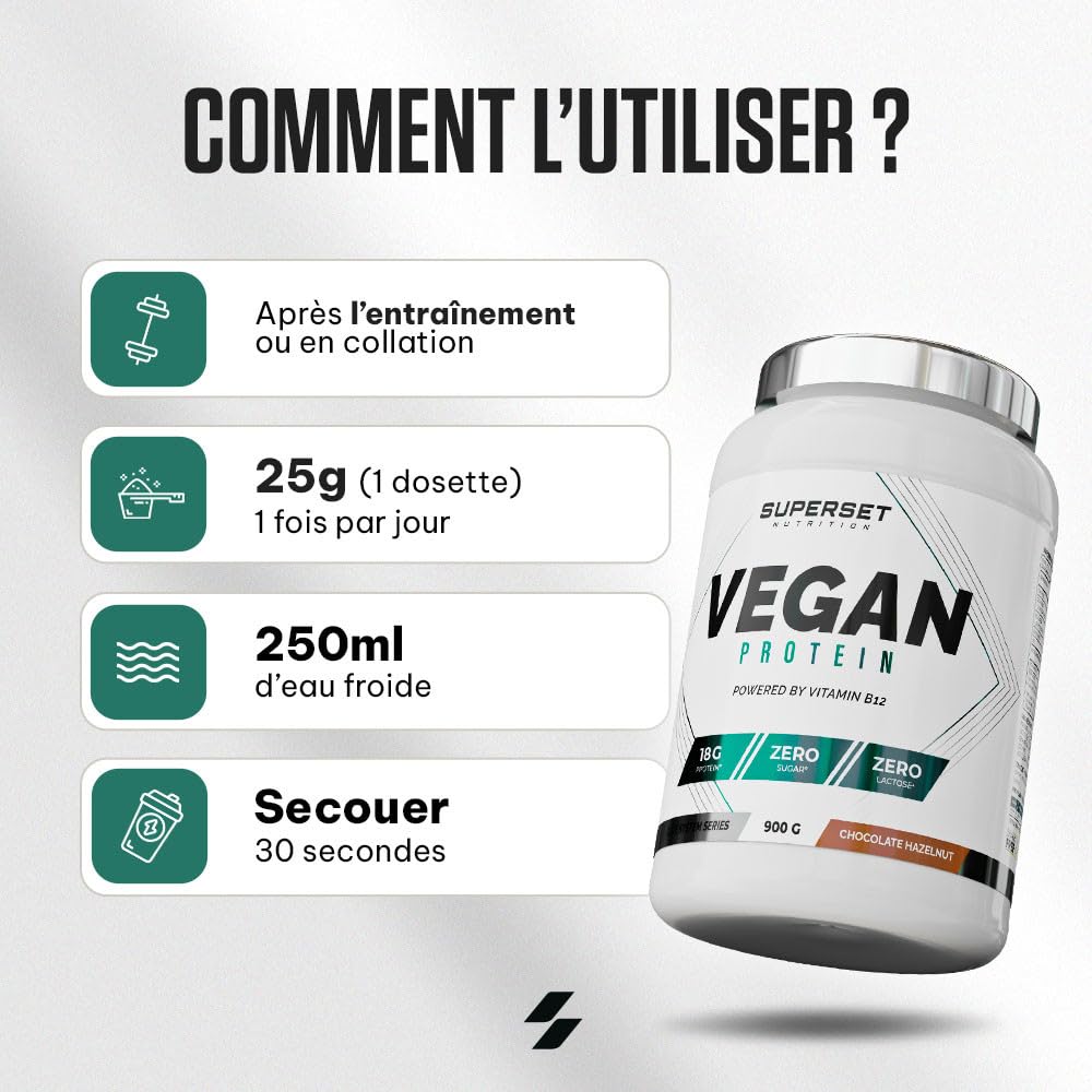 Superset Nutrition - 100% Vegan Protein (900g) - Mix de protéines végétales - A base de Pois, Riz, Coco et Citrouille + Vitamine B12 - La meilleure alternative à la whey classique - Amande et Vanille
