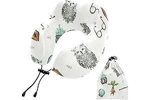 ZOEO Owl Travel Pillow for Neck Head Rest, Magic Book Elf Memory Foam Padding