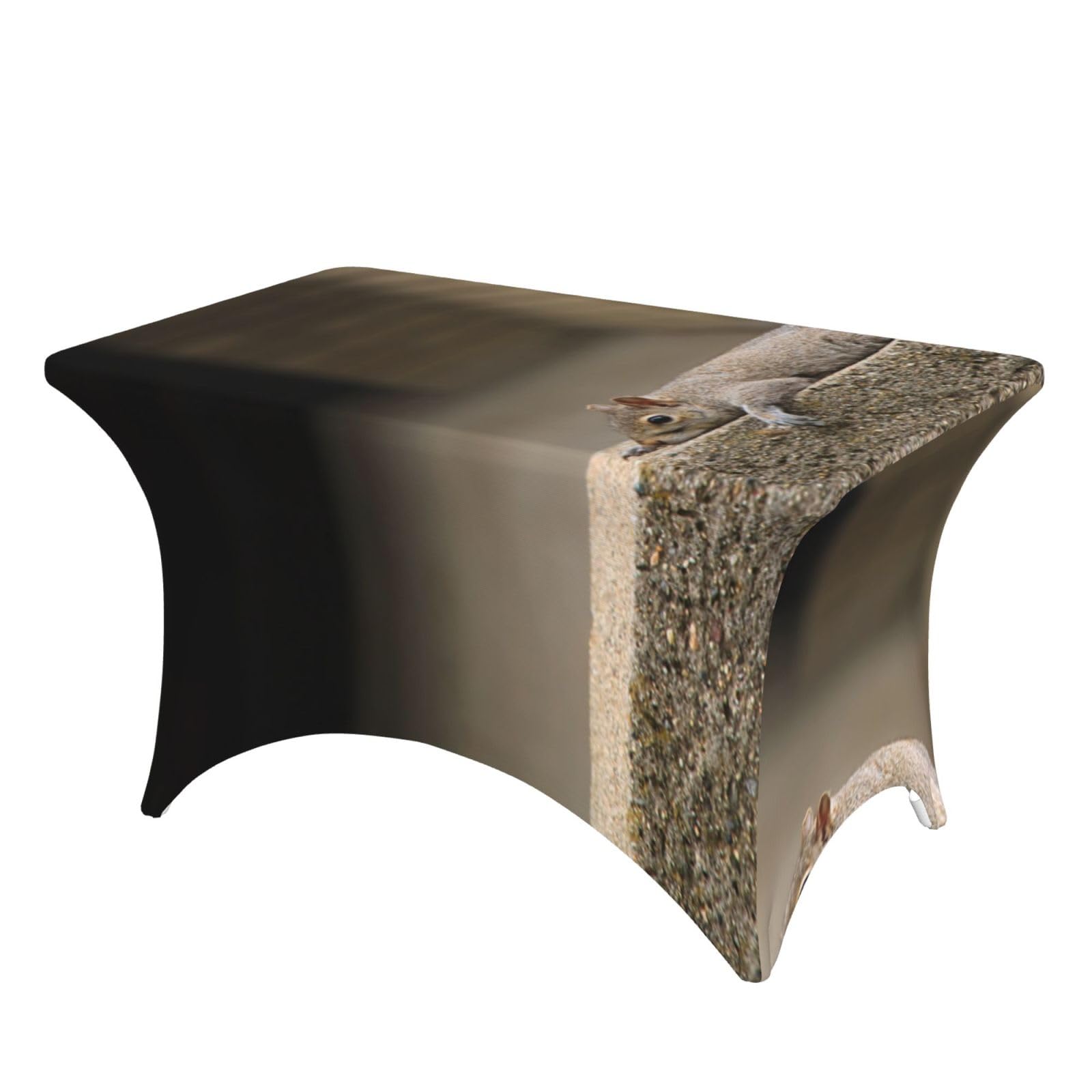 Dcehgew Squirrel Just Laying 4Ft Spandex Rectangular Table Cloth, Printed Fitted Elastic Tablecloths Washable Table Cover For Event, Wedding, Banquet & Party