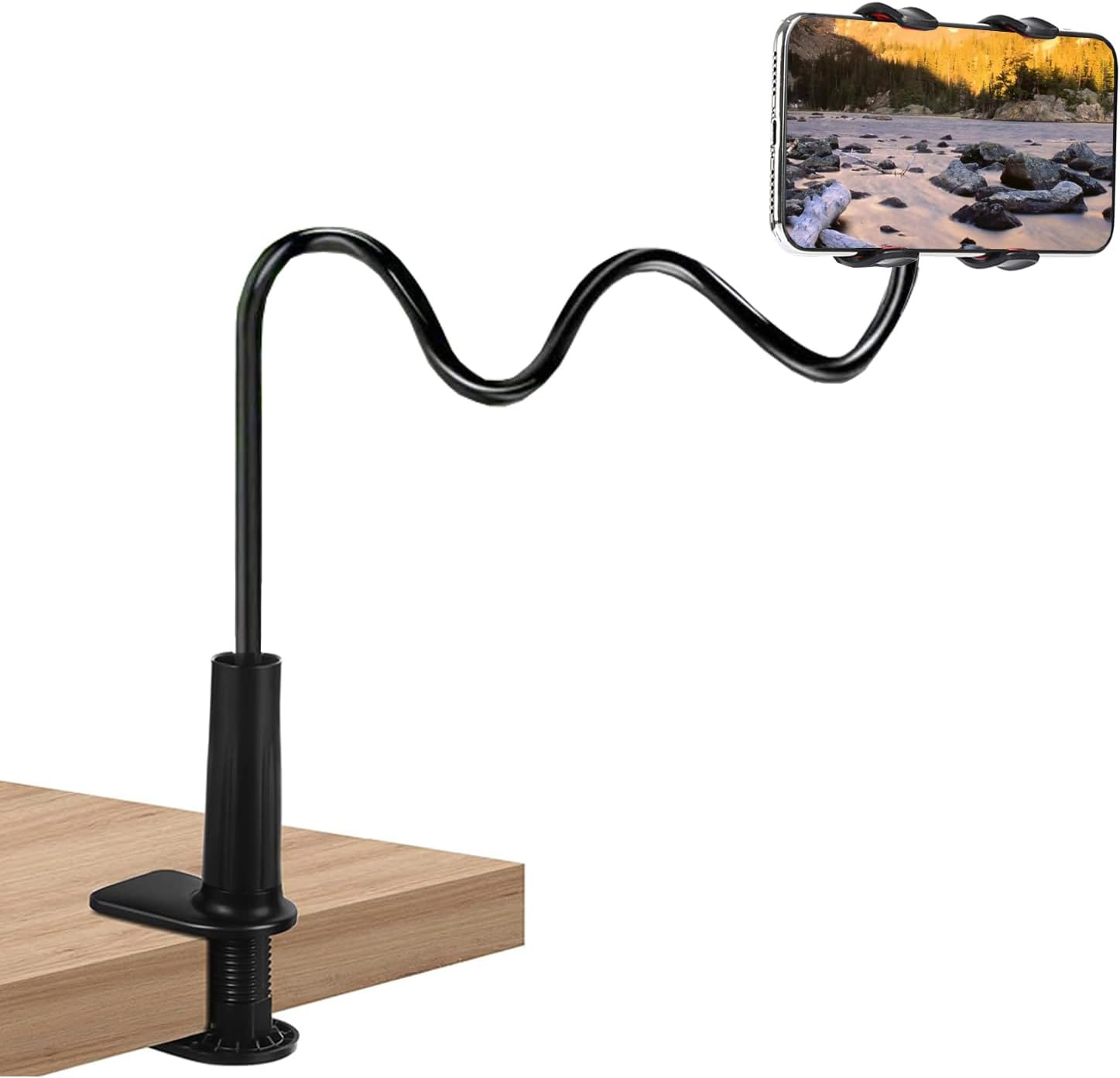 Cell Phone Clip Bed Stand Holder,Lazy Bracket Mount Clamp for Desk Flexible Long Arm Phones Stand Bed Gooseneck Mount,Cell Phone Holder 360 Adjustable Clamp Lazy Bracket for All 4-7” Devices