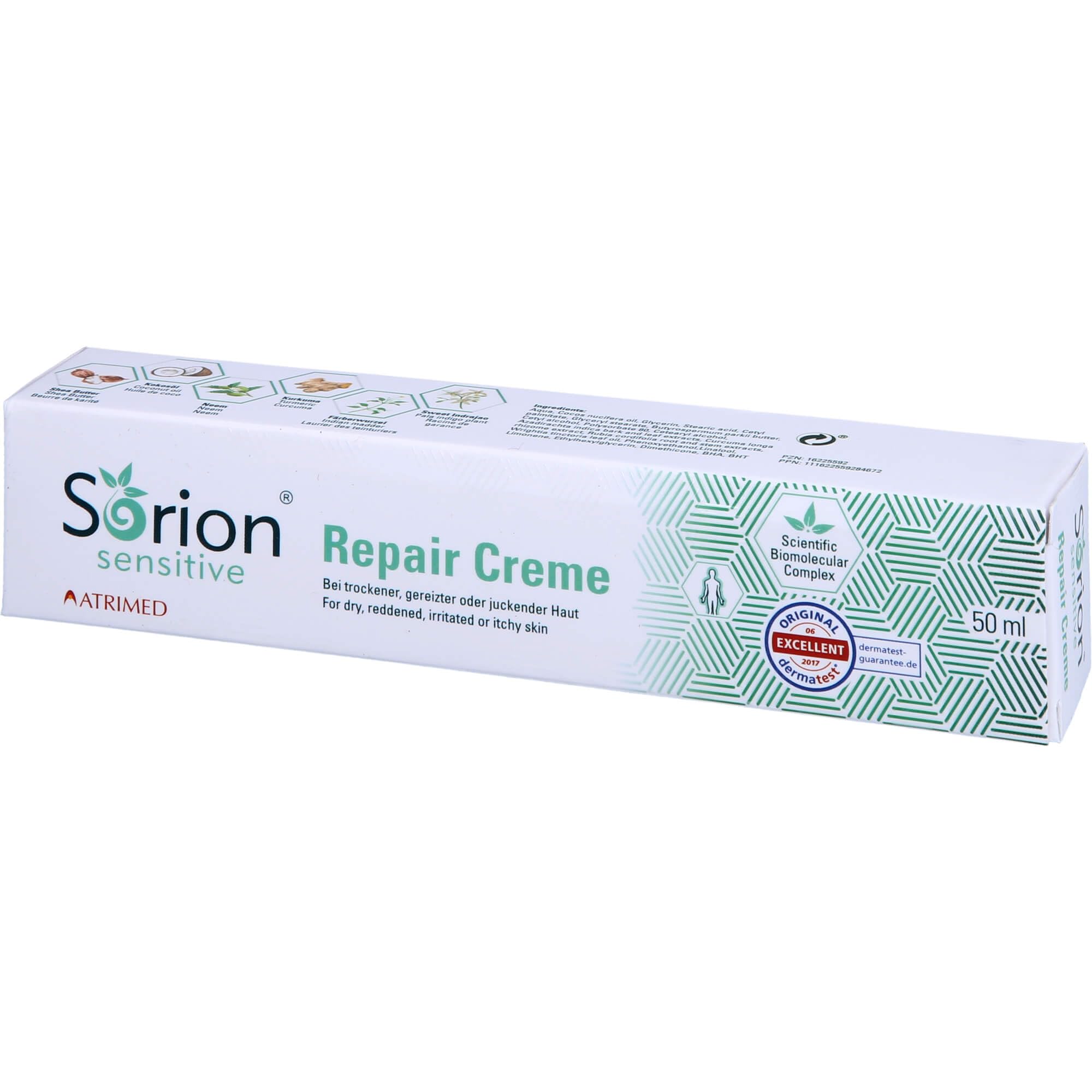 Sorion Repair Creme Sensitive – Spezialpflege bei Hautirritationen, Rötungen und Juckreiz zur nachhaltigen Aufbaupflege (50 ml)