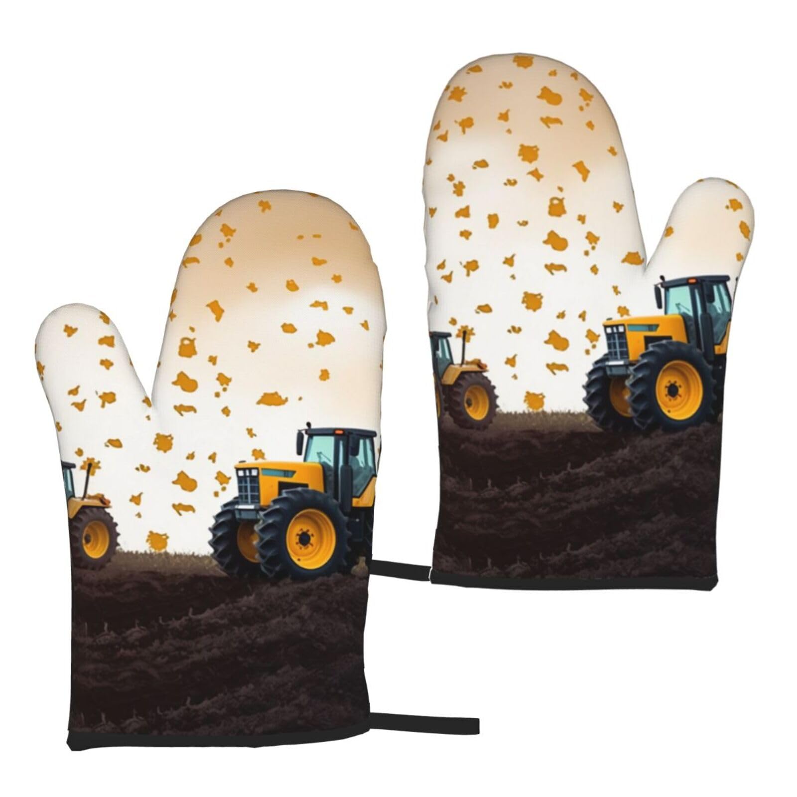 tractor farming Printed Oven Mitts Sets 2 PCS Heat Resistant and Non-Slip Glove Potholder for Kitchen Cooking Baking Grilling