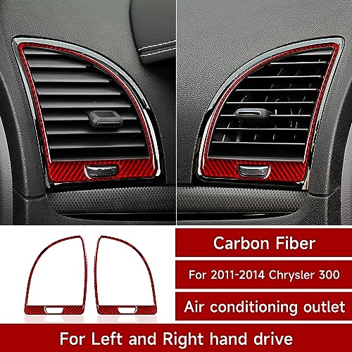 Image of Car Air Vent Outlet Cover Decals for 2011-2014 Chrysler 300 / 300C / 300S / Limited /Base Accessories Carbon Fiber Interior Stickers