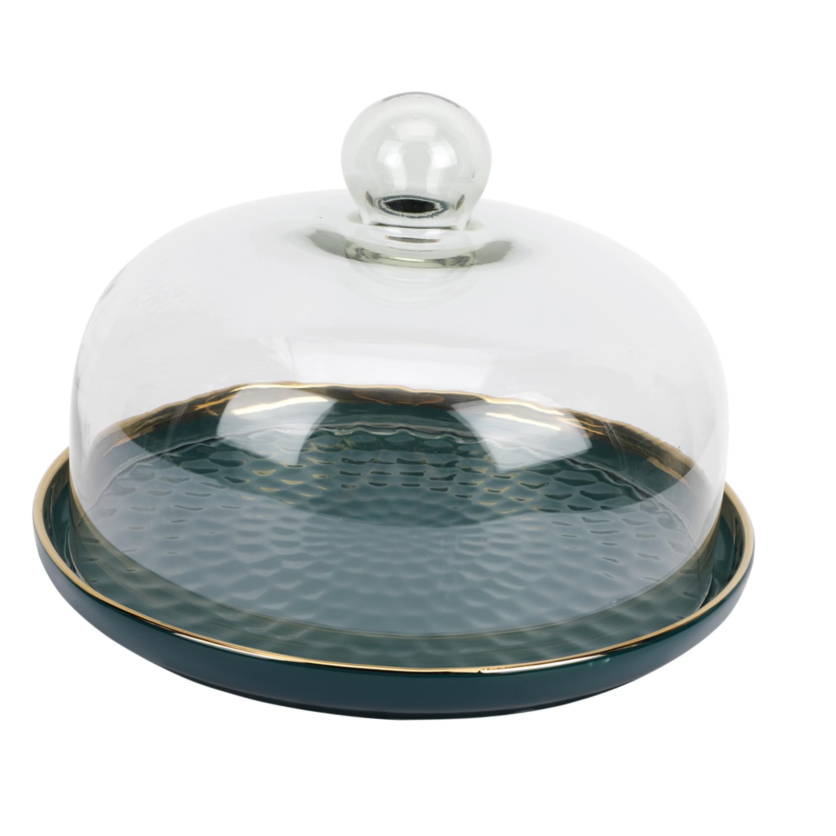 BRIGHTFUFU 1 Set Elegant Cake Dessert Storage Plate with Glass Cover Premium Fruit Serving Tray for Parties Events Daily Use Stylish Trim Design